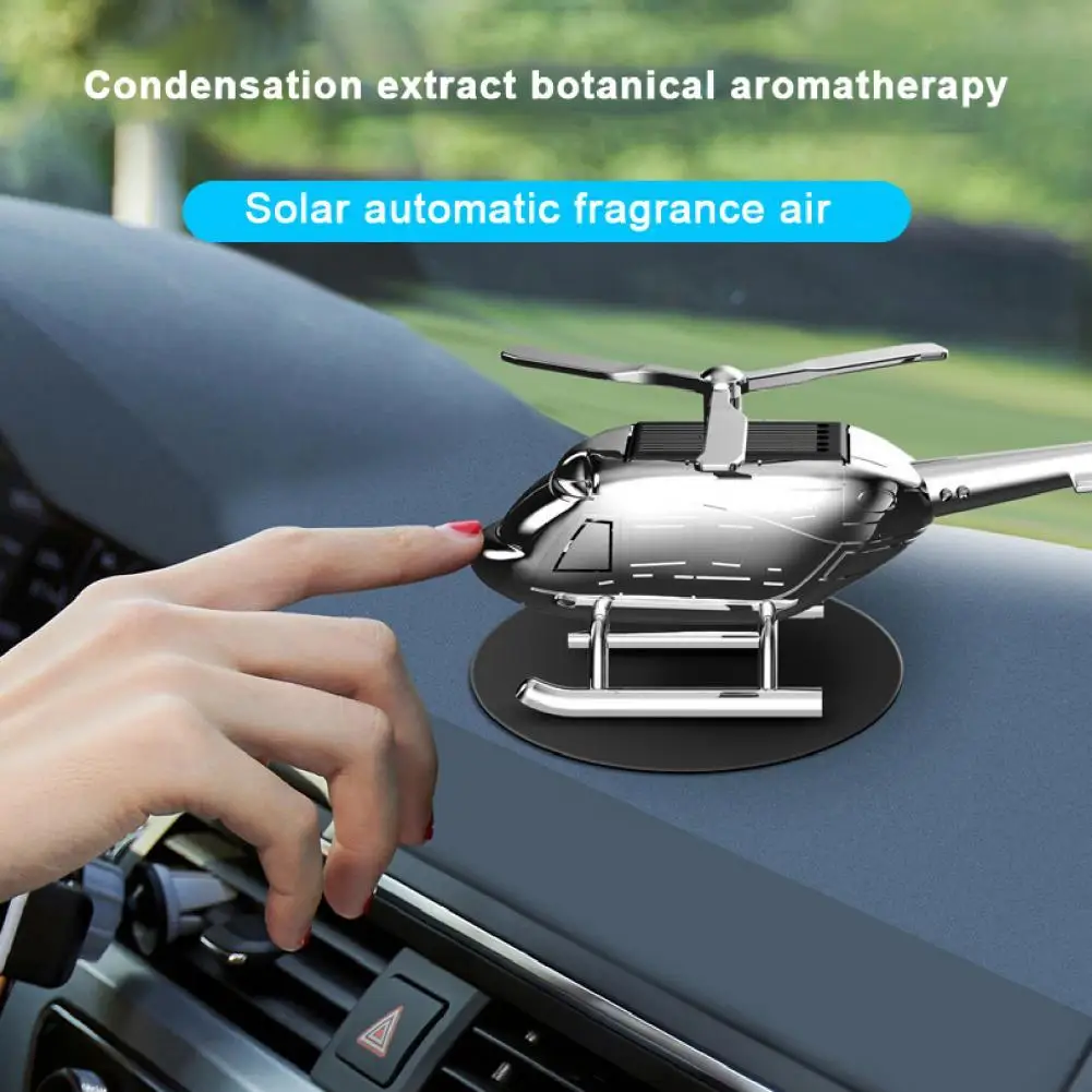 Uposao Désodorisant De Voiture Hélicoptère Diffuseur D'aromathérapie  Rotatif à énergie Solaire en Alliage en Forme d'avion avec 1 Bouteille  Huile