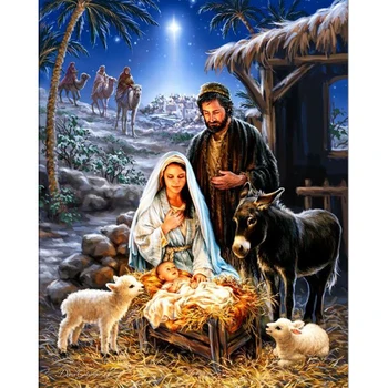 

LZAIQIZG Official Store Diamond Painting Birth Of Jesus Diamond Embroidery Full Set Diamond Mosaic Rhinestone Decorations
