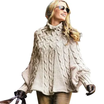 

Sweater Female Europe United States Cotton Padded Waistcoats Jumper Thickening Autumn Winter High Collar Loose Knit Shirt C170