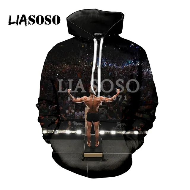 LIASOSO, последняя мода, с капюшоном, для мужчин и женщин, Конор Макгрегор, с капюшоном, 3D цветной принт, топ, толстовка, брендовая одежда
