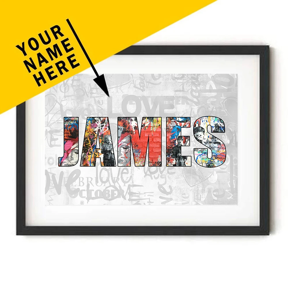 Personalised Graffiti Name Word Posters And Prints Diy Custom Banksy Street Wall Art Canvas Painting For Home Decor Family Gift Painting Calligraphy Aliexpress