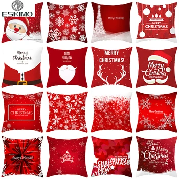 

ESKIMO Christmas Style Cushion Cover Red Soft Pillow Cover Throw Pillowcases for Sofa Chair Seat Decorative Pillows Home Decor
