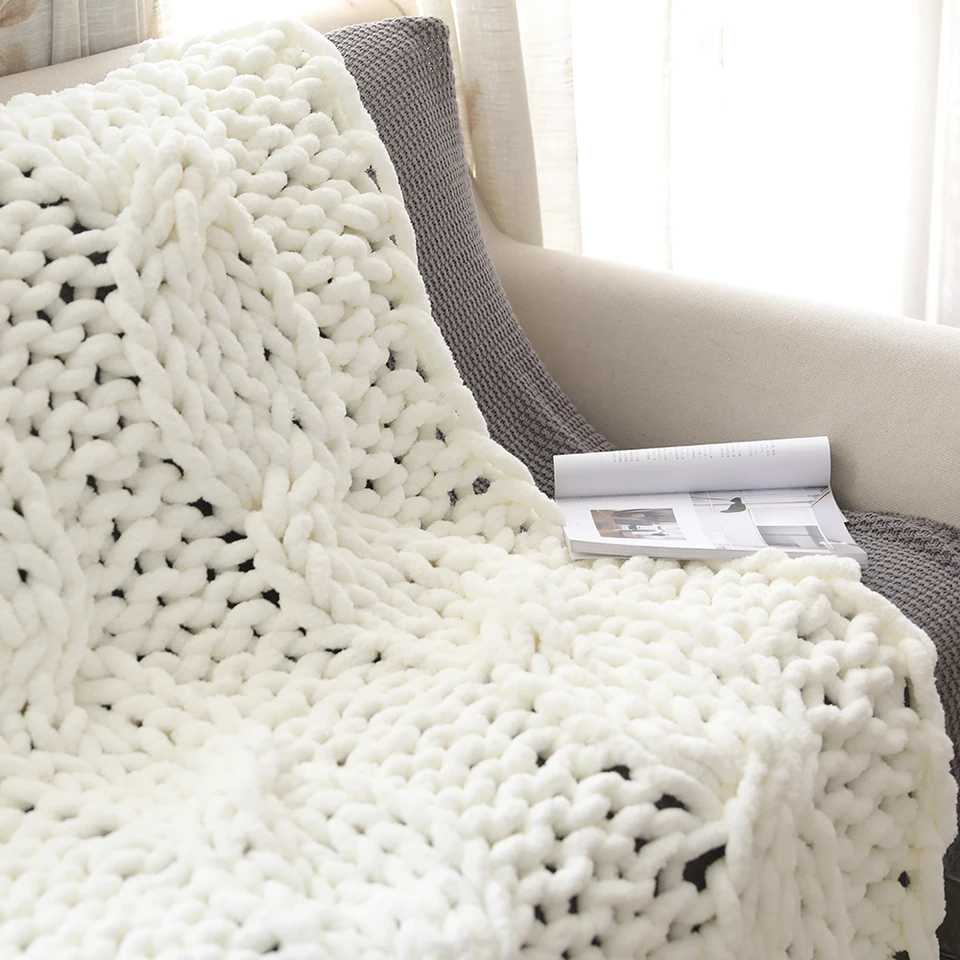 House Warming Gift Bohemian blanket: Glacier Collection Knit Throw Home Decoration Decor Chunky Knit Blanket Afghan Throw Knit Vintage