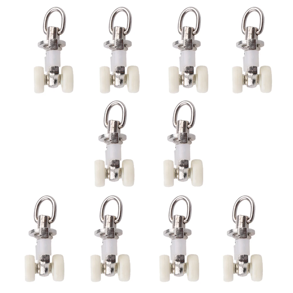 10x Curtain Track Rollers Twin Wheeled Carriers Drapery Rail Sliding Glider