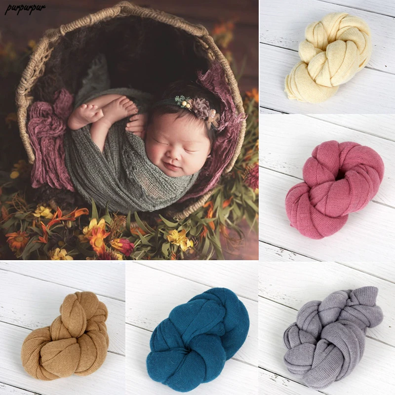 Newborn Infant Stretch Wrap Photography Props Solid Color Soft Shooting Supplies