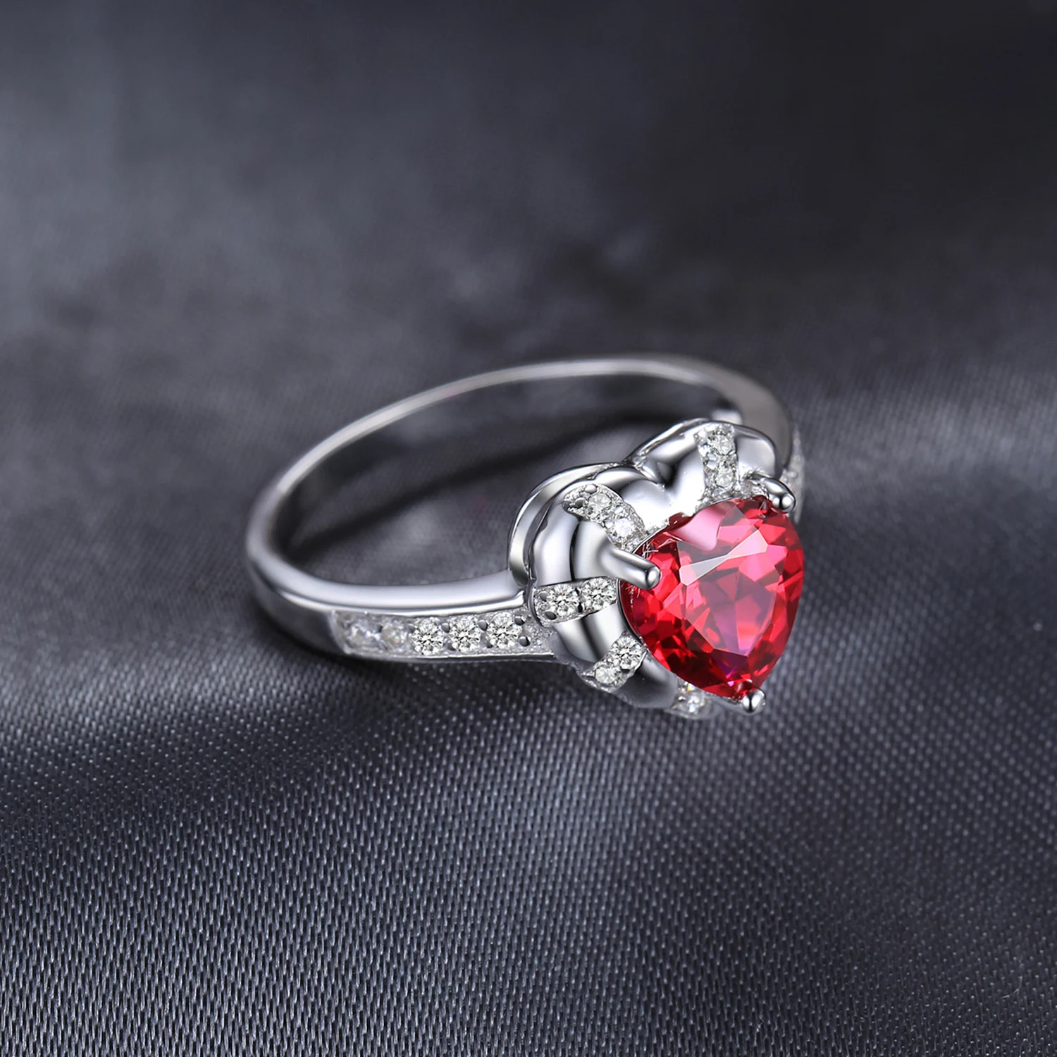 Jewelrypalace сердце любовь 1.86ct создан красный рубин Обручальные кольца для Для женщин Талисманы 925 серебро Мода г. Красивые ювелирные изделия