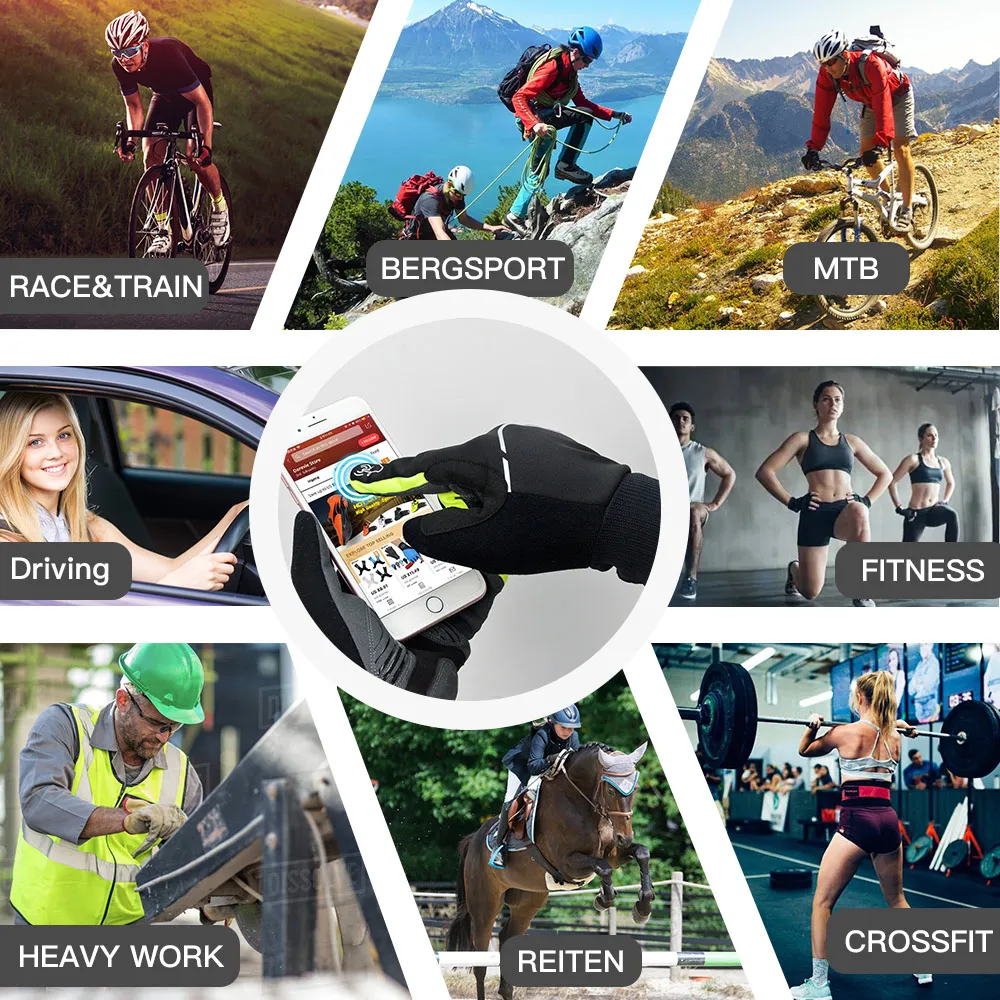 DAREVIE Cycling Gloves Full Finger Touch Screen Windproof Cycling Gloves Shockproof GEL Pad Non-Slip Breathable MTB Bike Glove 2