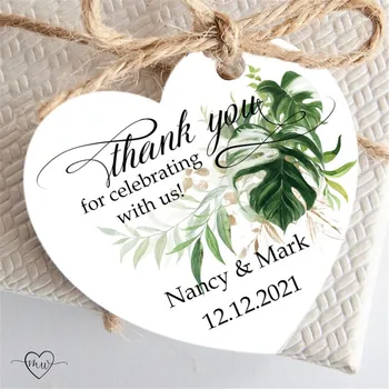 

Personalized Wedding Tags Wedding Favors Custom Gift Tags Wedding Favor Tags Personalized Tag Botanical Wedding Gifts Heart Tags