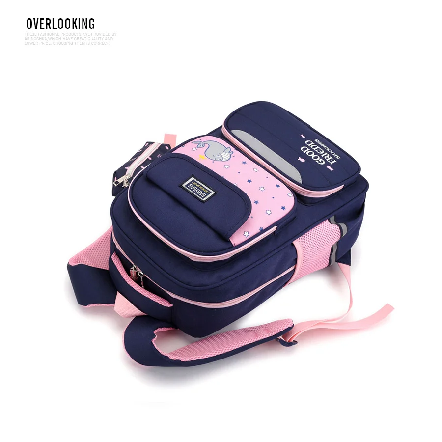 Mochila Escolar детские школьные сумки с мультяшным принтом со светоотражающими полосками рюкзак для девочек Оксфорд начальной школы Студенческие рюкзаки