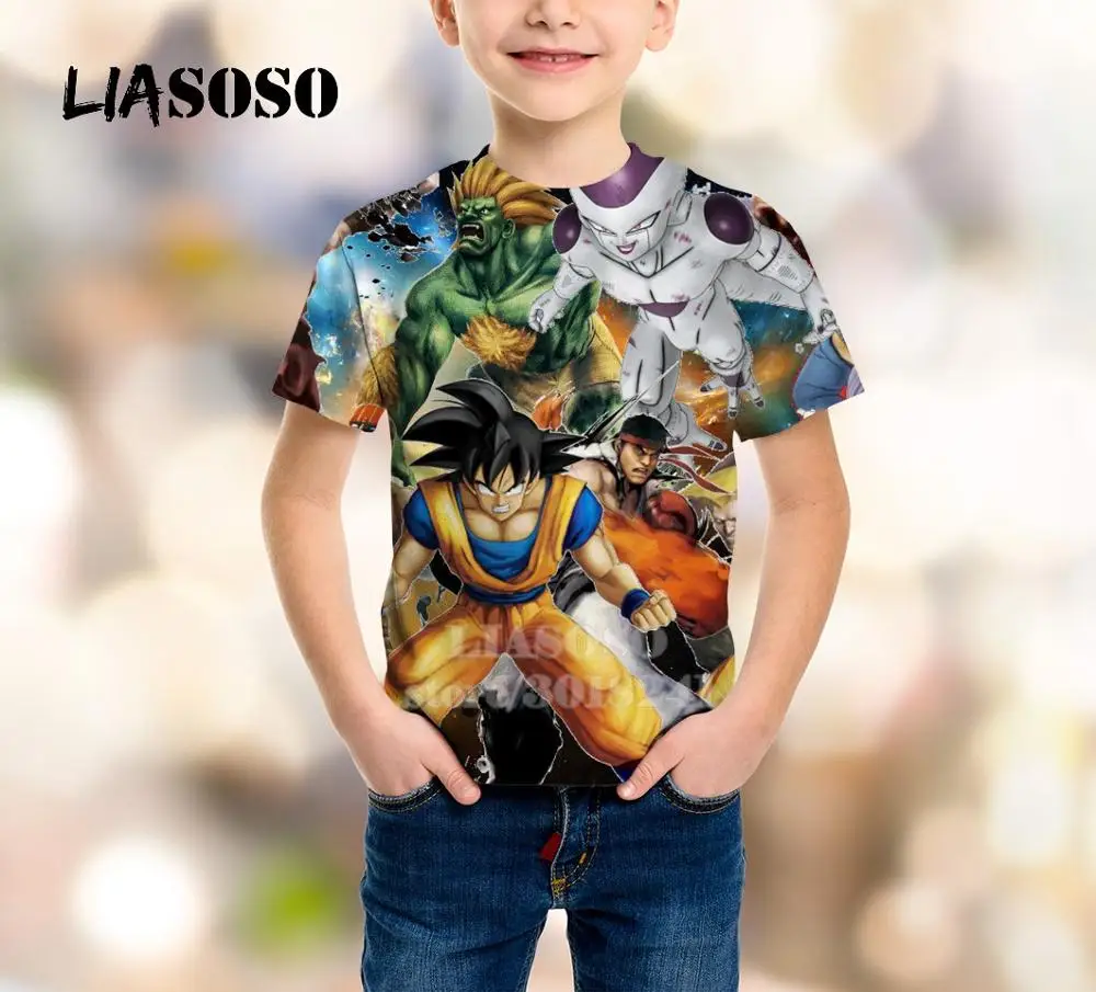 LIASOSO/Детская толстовка для подростков футболка с 3D принтом Dragon Ball Son Goku Детское пальто Топ для мальчиков и девочек, пуловер с круглым вырезом детские толстовки B157 - Цвет: 1