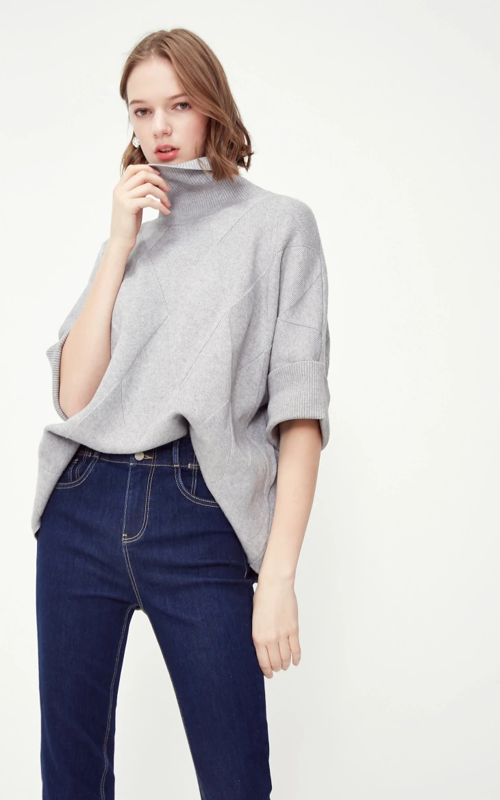 Vero Moda женский минималистичный Свободный вязаный свитер с высоким воротником | 319125502