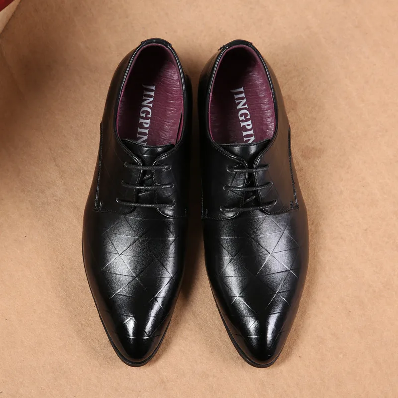 Men Autumn Wedding Shoes Oxfords Luxury Dress Leather Shoes Lace-up Business Casual Leather Shoe Mens Fashion Formal Flat Shoes