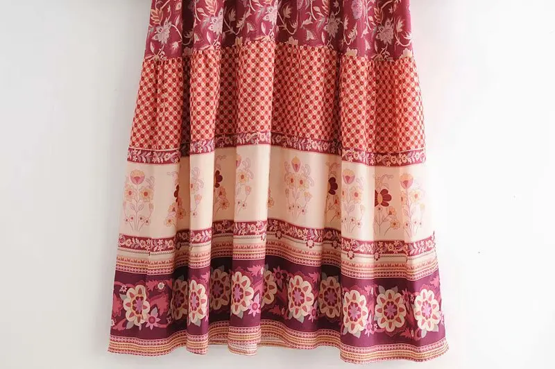 2020 Autumn Womens Maxi Dress Lantern Sleeve Cotton Boho Dress Floral Printing Runway Dress Chic Mujer Vestidos Daily Dresses