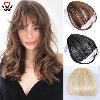 

MANWEI Synthetic Air Bangs Synthetic Fake Bangs Hair Piece Clip In Hair Extensions Blend Hair Clip In Hair Bangs Hairpiece