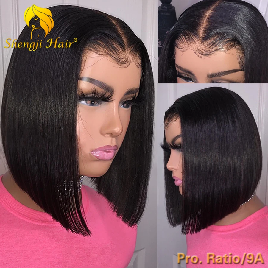 

Human Hair Wig 360 Lace Frontal Wig Pre Plucked With Baby Hair Brazilian Straight Remy Glueless Hair Lace Front Wig SHENGJI