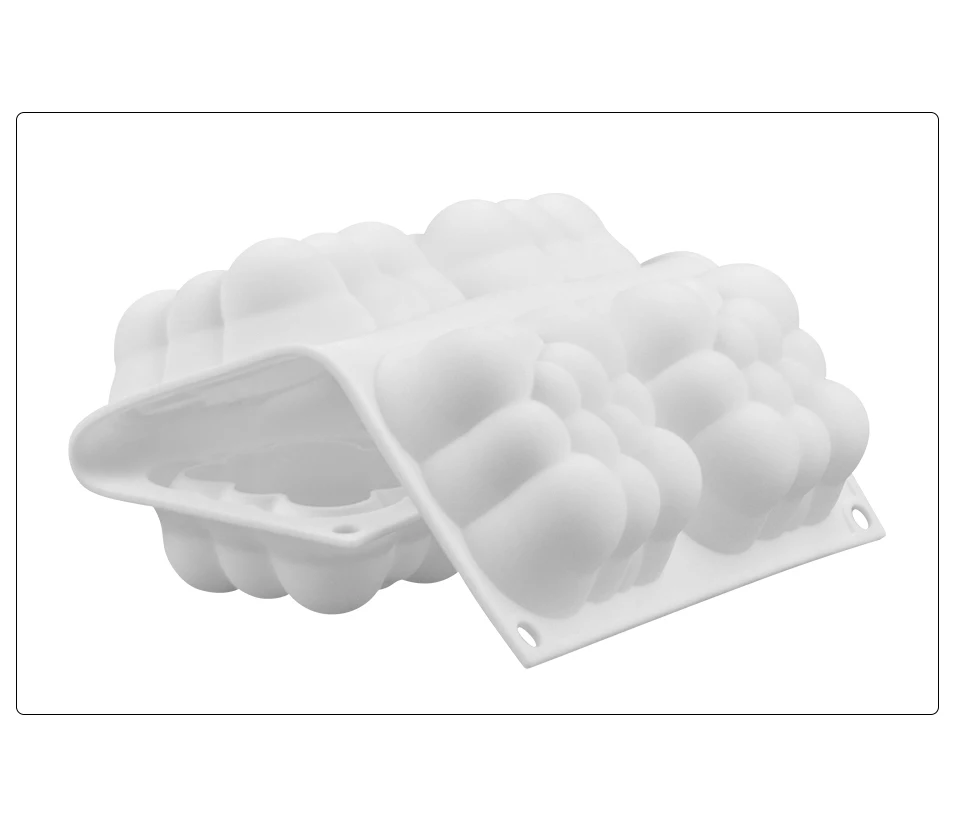 6 полостей Белый 3D Twill Cloud силиконовая форма для торта Формы для Мусса противень квадратной формы для выпечки пузырьков инструмент