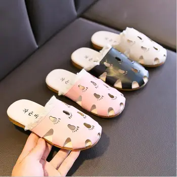

Mew Summer Todder Infant Baby Girls Sandal Kids Indoor Flip Flops Non-Slip Hollow Out Beach Casual Leather Soft Slippers