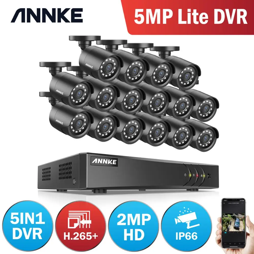 WD 2TB HD - 480 ANNKE ANNKE 5IN1 16CH CCTV 1080P H.265+ DVR Surveillance System 