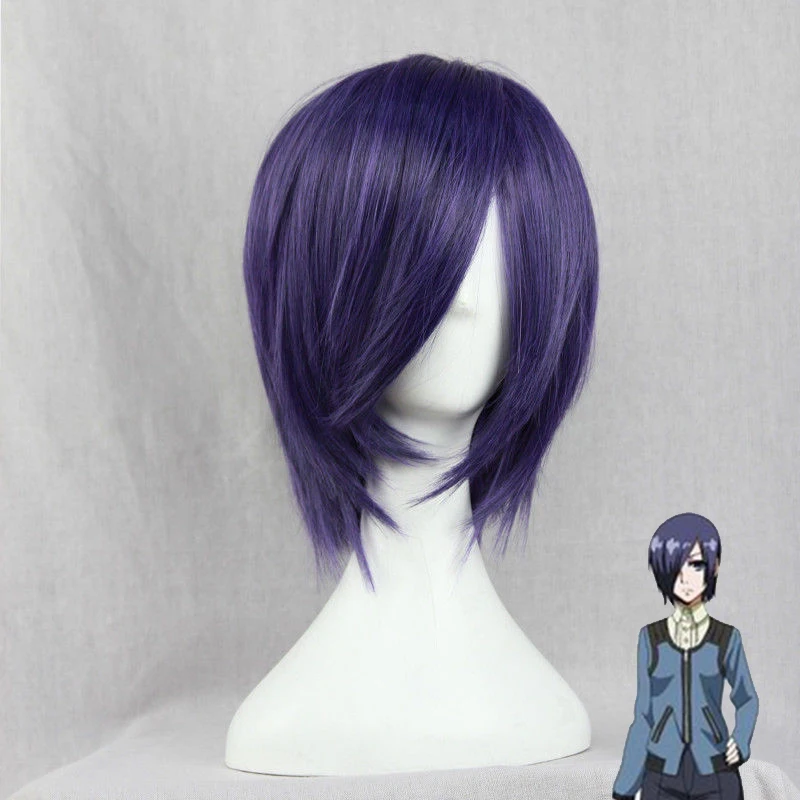 

Anime Tokyo Ghoul Touka Kirishima Wig Kirishima Toka Short Purple Hair Halloween Party Cosplay Wigs + Wig Cap