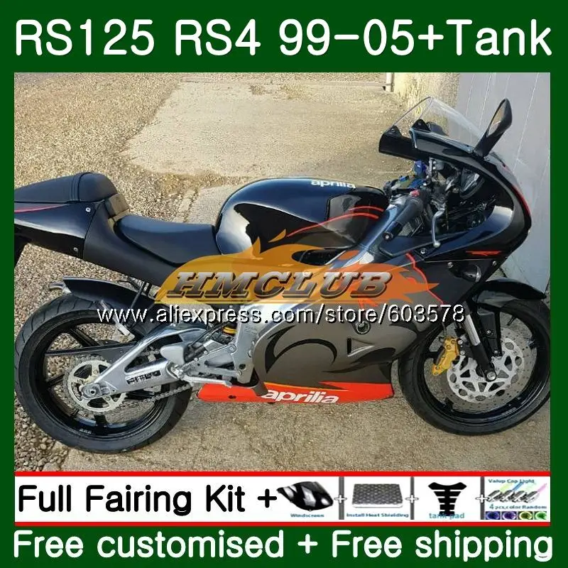 RS125R для Aprilia RS 125 RS125 99 01 02 03 04 05 44CL. 23 черный глянец RS4 RS-125 RSV125 R 1999 2000 2001 2002 2003 2005 обтекатель - Цвет: No. 1