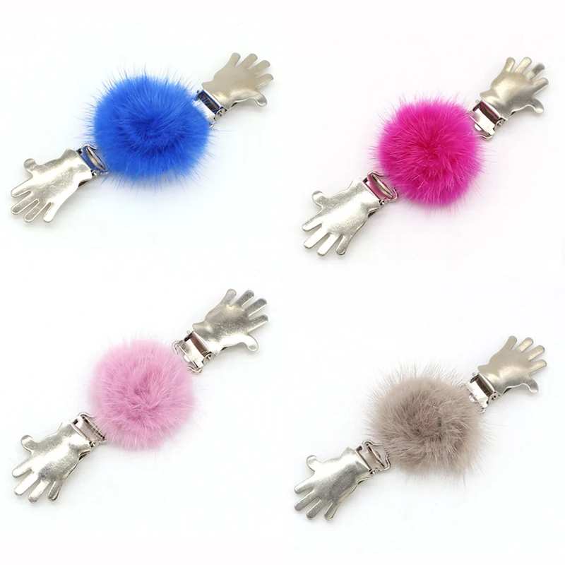 

2019 New Soft Rabbit Fur Ball Cardigan Clip Garment Cincher Women Faux Fur Flower Sweater Clips Shawl Pin Kids Brooch