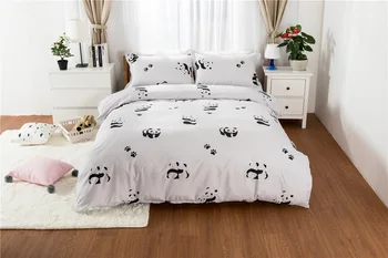 

Cartoon Cute Black White Panda Cotton 4Pcs Set Bedspread Duvet Cover Pillow Case Home Textile Products Bedding