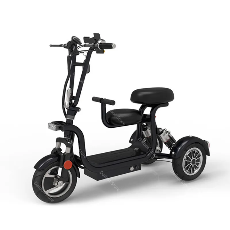 New Electric Tricycle 3 Wheel Electric Bicycle 10 Inch 400W 48V 60KM Portable Parent Child Electric Scooter (6)