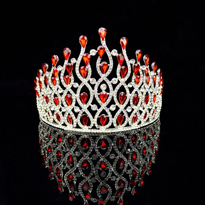 Королевская корона принцессы для женщин и девочек ко дню рождения Зеленый Красный Кристалл Золотой головной убор большая тиара Свадебные украшения для волос аксессуары
