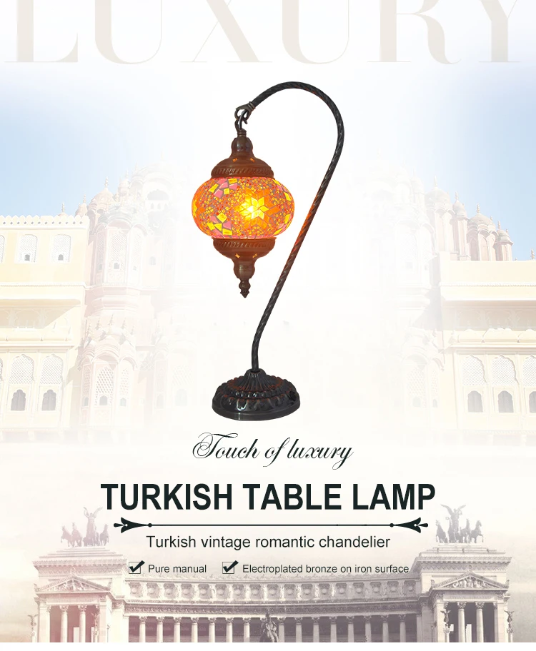 Home decor electroplating metal mosaic glass reading led table lamp