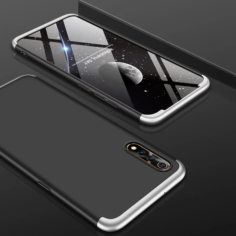 Оригинальная крышка для Vivo V17 Neo Case 360 полная защита противоударный 3 в 1 тонкий жесткая матовая поверхность из поликарбоната для Vivo V17 Neo чехол 6,38 дюйма - Цвет: Silvery Black