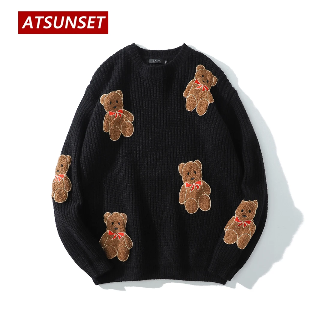 ATSUNSET Cute Bear Knitting Wool Autumn And Winter Harajuku Japan And South Korea Cute Pullover Daily Streetwear Top