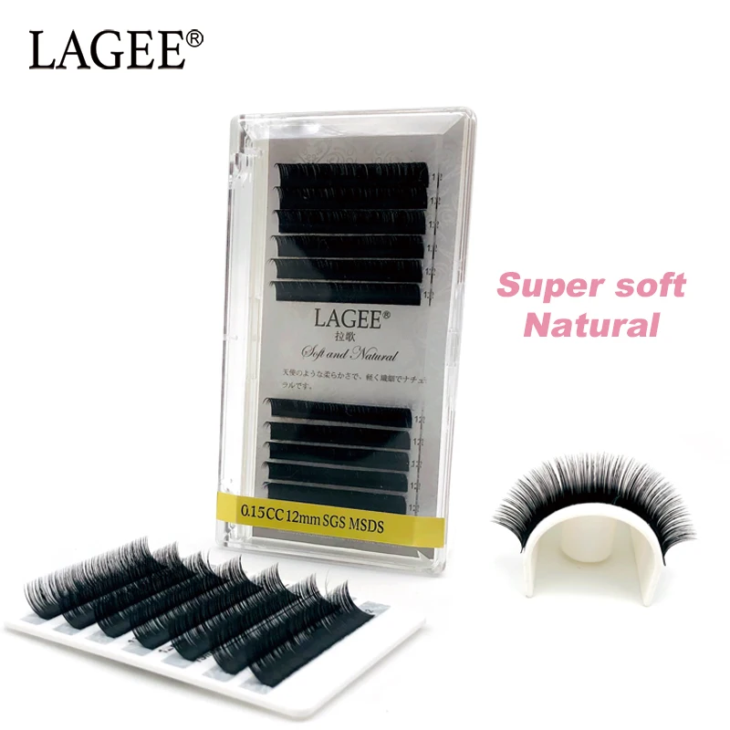 

LAGEE 12Rows J B C CC Curl Faux Mink Individual Eyelash Extension Handmade False Fake Soft Natural Lash for Salon Makeup