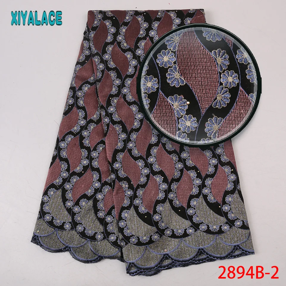 

Latest nigerian lace fabric 2019 high quality African wedding fabric Swiss voile lace with stones KS2894B-2