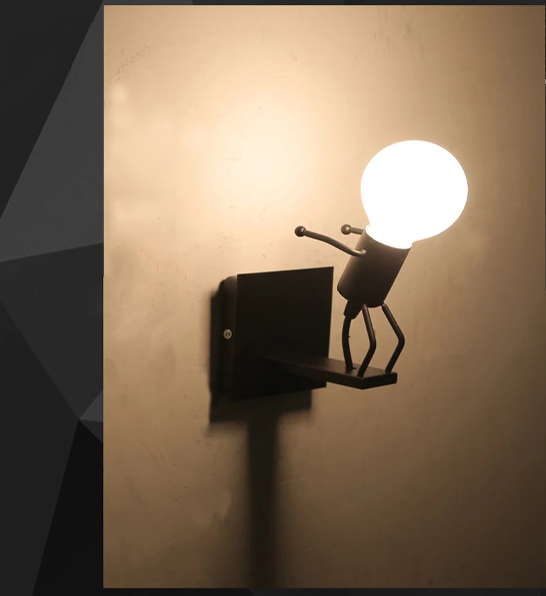Современный настенный светильник в виде куклы из мультфильма, Креативный светодиодный настенный Железный прикроватный бра для детской комнаты, гостиной ZBD0008