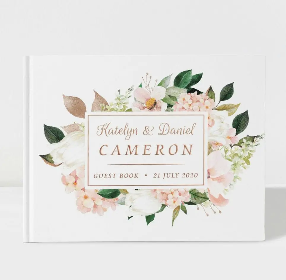 

Floral and Rose Gold Wedding Guest Book Photo Album,Custom Wedding Guest Book,Personalized Wedding,Customized Photo Guest Book
