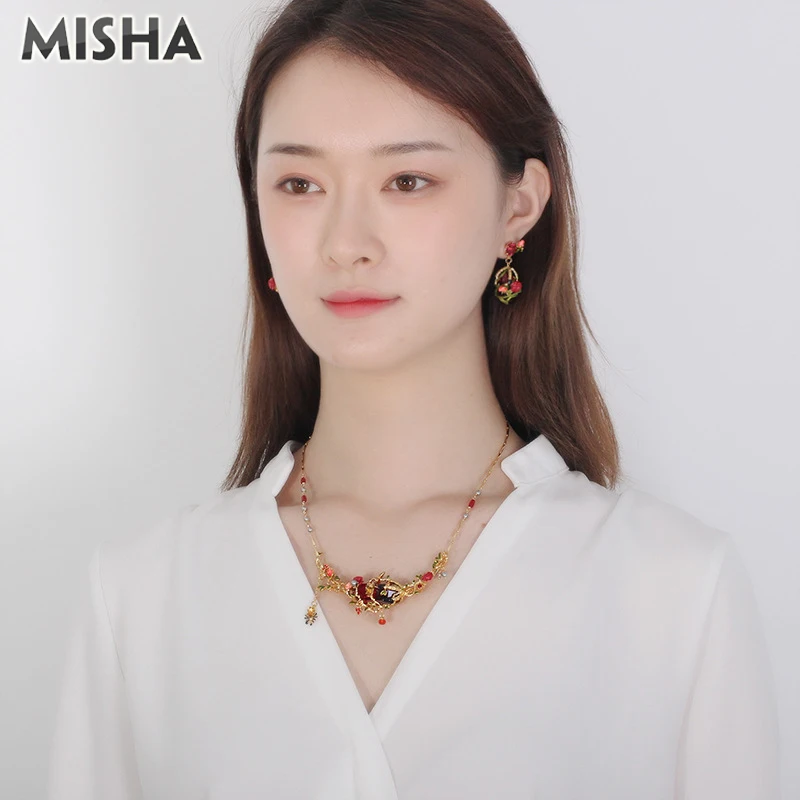 Роскошное ожерелье MISHA для женщин, очаровательные драгоценные камни ручной работы, глянцевое покрытие, ювелирное ожерелье для дам, подарок на день рождения L980