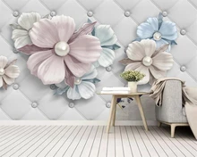 Cheap wall papers home decor Custom beautiful jewelry flowers modern light luxury TV sofa background 3D bedroom wallpaper mural behang