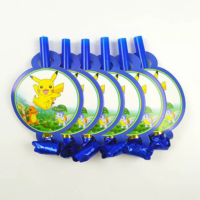 Pokemon Birthday Party Decorations Pikachu Foil Balloons Disposable Tableware Plate Napkin Backdrop For Kids Boy Party Supplies Blow 6pcs