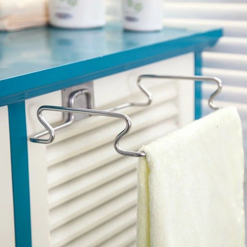 Kitchen Garbage Rubbish Bag Holder Metal Cupboard Door Back Hanging Trash Rack Storage Shelf Hanging Kitchen Cabinet Trash Rack