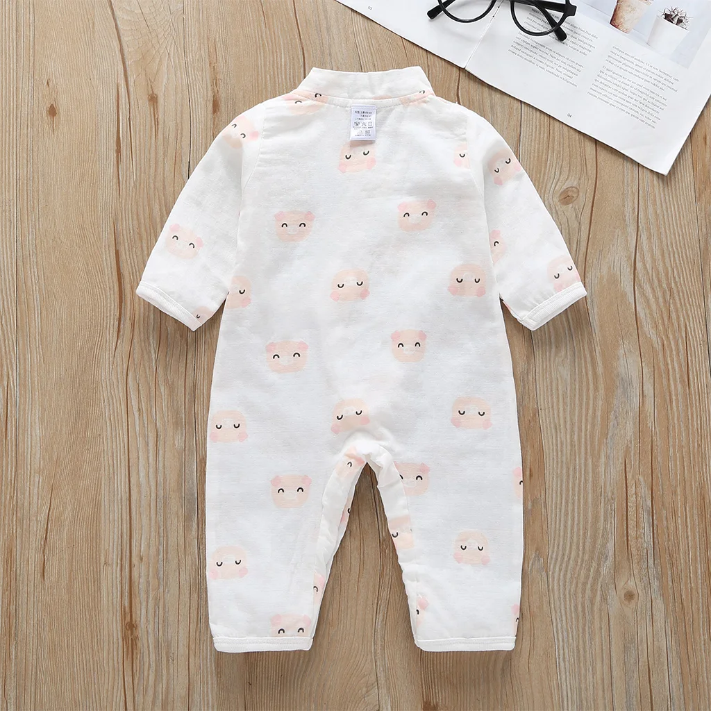 COSPOT Newborn Yarn Robe Kimono Jumpsuit Infantil Cartoon 100% Muslin Cotton Rompers Baby Boy Girl Clothes Sleepwear 2022 New 26 cheap baby bodysuits	