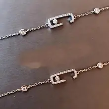 925 пробы, серебро, розовое золото, cz, кристалл, скользящий камень, браслет, тонкая серебряная цепочка, браслет, мода, геометрический круг, движущийся браслет