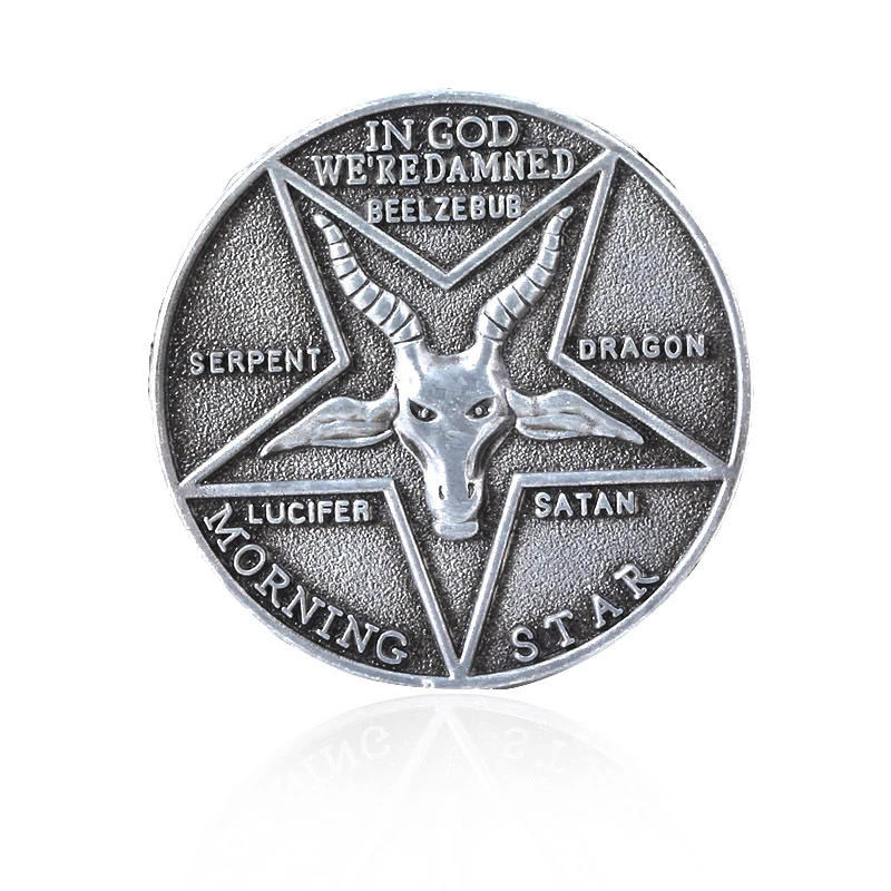 Satanic Lucifer Morning Star Badge Coin cosplay Реквизит унисекс для Хэллоуина, пятиконечные аксессуары, Satanic Badge