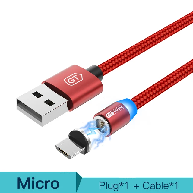 Магнитный Micro USB кабель с разъемом типа C для быстрой зарядки GTWIN 3A для iPhone samsung Xiaomi Redmi - Цвет: Red For Micro