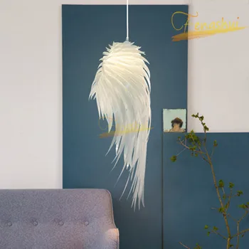 

Modern LED Pendant Lights Lighting PVC Feather Pendant Lamp White Art Girl Princess Room Hotel Bedroom Indoor Decor Hanging Lamp