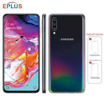 Перейти на Алиэкспресс и купить Абсолютно новый мобильный телефон samsung Galaxy A70 A7050, 6,7 дюймов, 8 ГБ ОЗУ, 128 Гб ПЗУ, Восьмиядерный процессор Snapdragon 675, 20:9, дроп-экран, NFC телефон