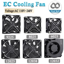 Gdstime – ventilateur de refroidissement, 2 fils, roulement à billes, Axial sans balais, EC 110V 120V 220V 240V 60mm 80mm 90mm 120mm 80x25mm, 1 pièce 