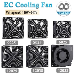 Gdstime – ventilateur de refroidissement, 2 fils, roulement à billes, Axial sans balais, EC 110V 120V 220V 240V 60mm 80mm 90mm 120mm 80x25mm, 1 pièce 