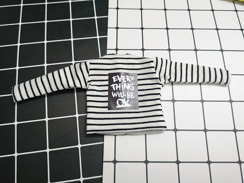 white stripe Красная, белая, желтая полосатая футболка с длинными рукавами для куклы Blyth одежда рубашка аксессуары для куклы(подходит для Blyth, ob24, Barbies, Azone, кукла 1/6 - Цвет: white stripe