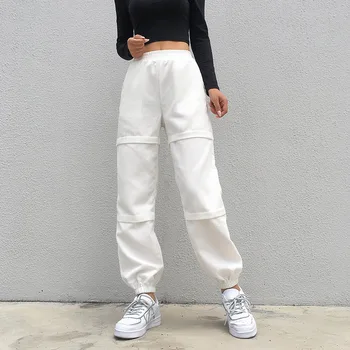 

Elastic Waistband High Streetwear Slim Solid White Black Corduroy Jogger Pant Women Thin Sweatpant Tracksuit Workout Streetwear