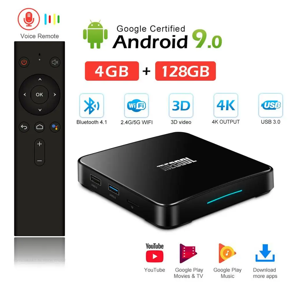 MECOOL KM3 Android 9,0 tv Box Google Certified 4GB DRR4 64 GB/128 GB eMMC Smart tv BOX Amlogic S905X2 4K 2,4G/5G Dual Wifi BT4.0